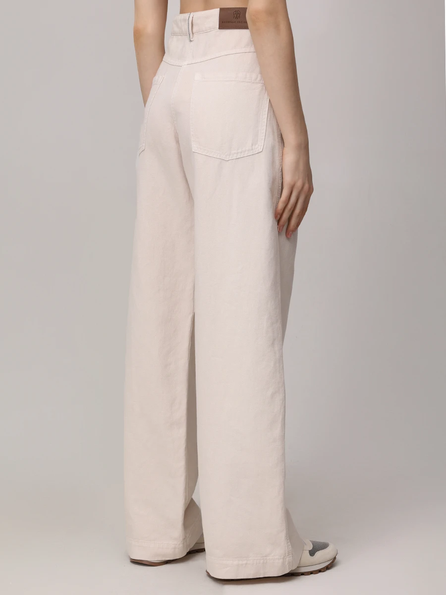 Джинсы из хлопка и льна BRUNELLO CUCINELLI ML996P5985 C8739 Бежевый  Фото 3