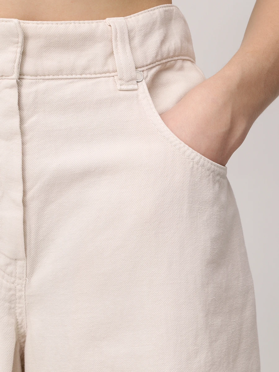 Джинсы из хлопка и льна BRUNELLO CUCINELLI ML996P5985 C8739 Бежевый  Фото 5