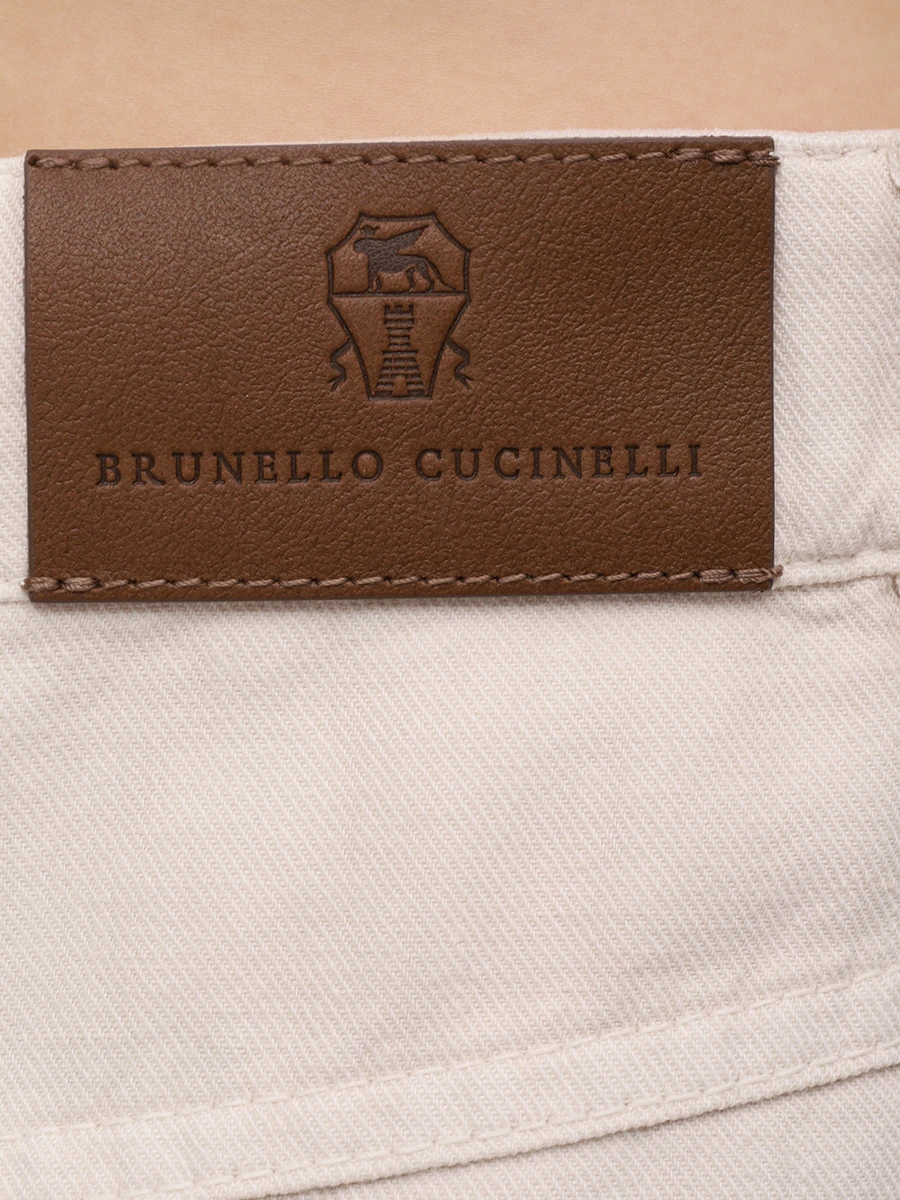 Джинсы из хлопка и льна BRUNELLO CUCINELLI ML996P5985 C8739 Бежевый  Фото 6