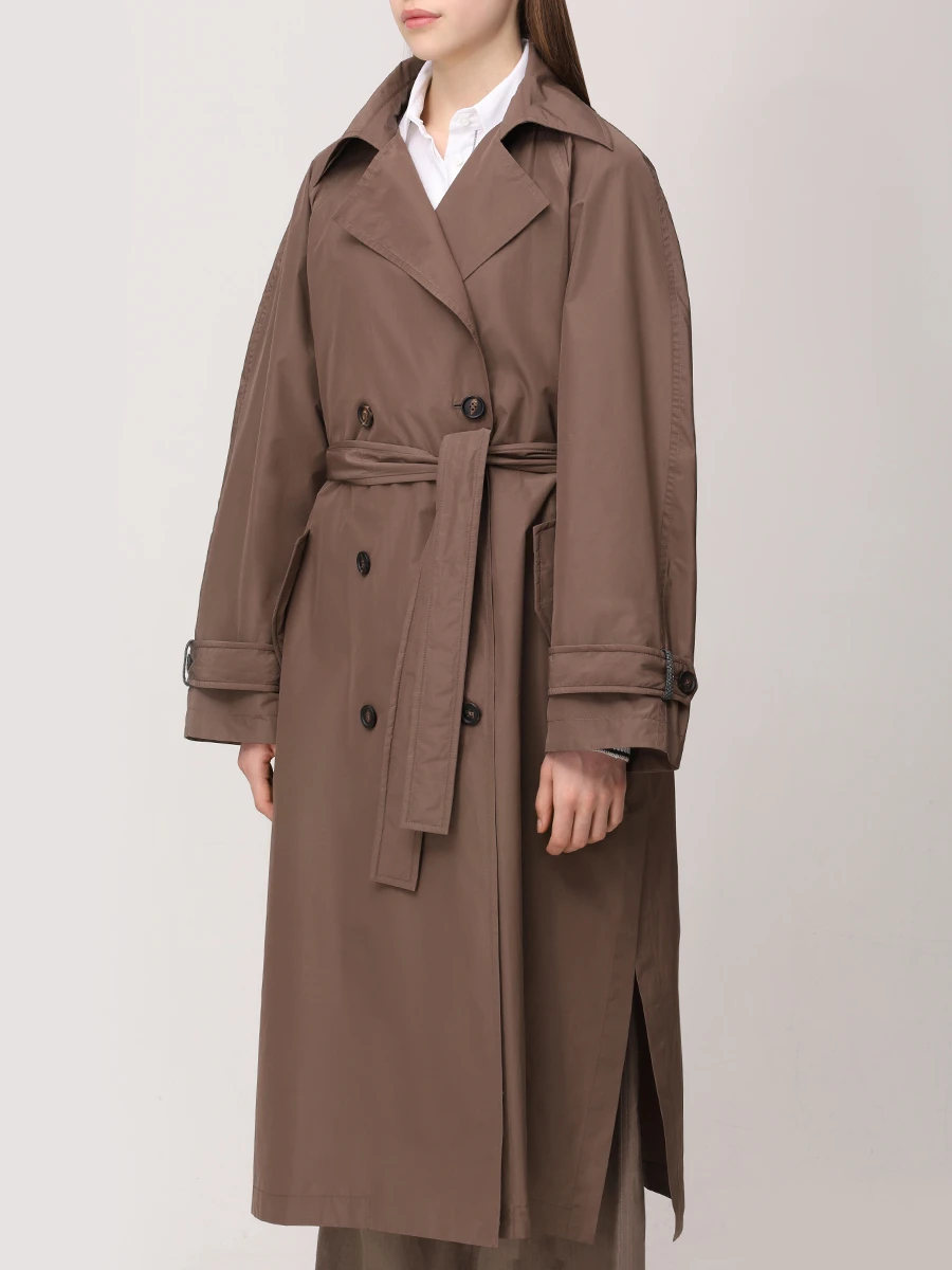 Плащ однотонный BRUNELLO CUCINELLI MG5019909 C2925 Коричневый  Фото 4