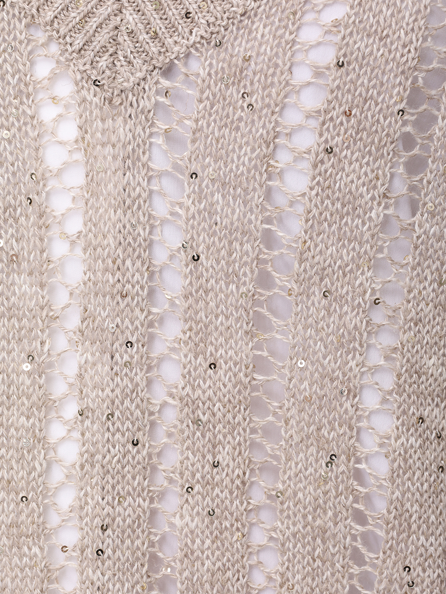 Пуловер льняной BRUNELLO CUCINELLI MCO559402 CJK08 Бежевый  Фото 6