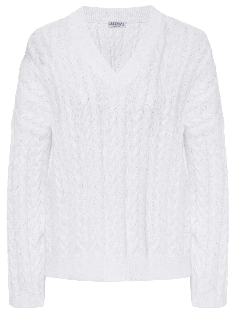 Пуловер хлопковый BRUNELLO CUCINELLI MDV798102 CJ159 Белый 