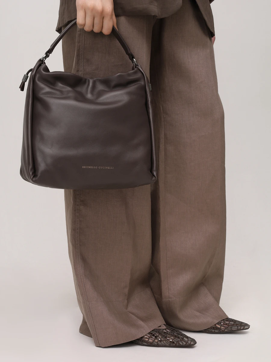 Сумка кожаная BRUNELLO CUCINELLI MBGPD3611 C8279 Коричневый  Фото 2