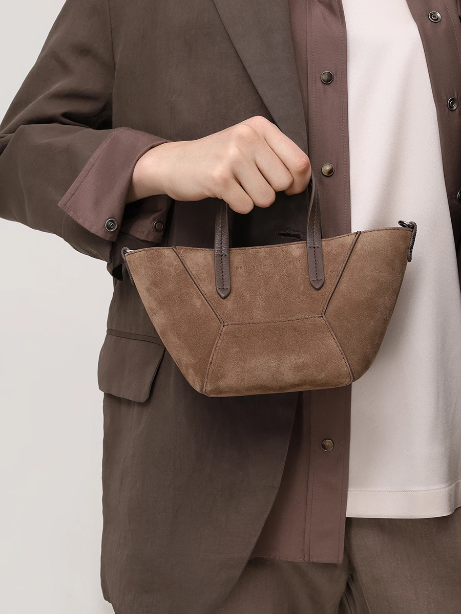 Сумка замшевая BRUNELLO CUCINELLI MBDLD2675 C8769 Коричневый  Фото 2