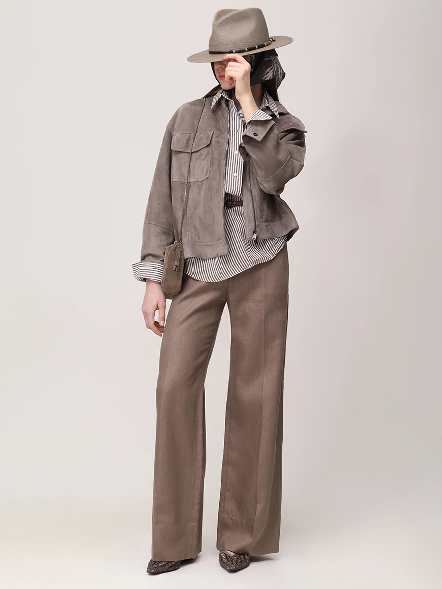 Куртка замшевая BRUNELLO CUCINELLI MPCAI7882 C8187 Серый  Фото 2