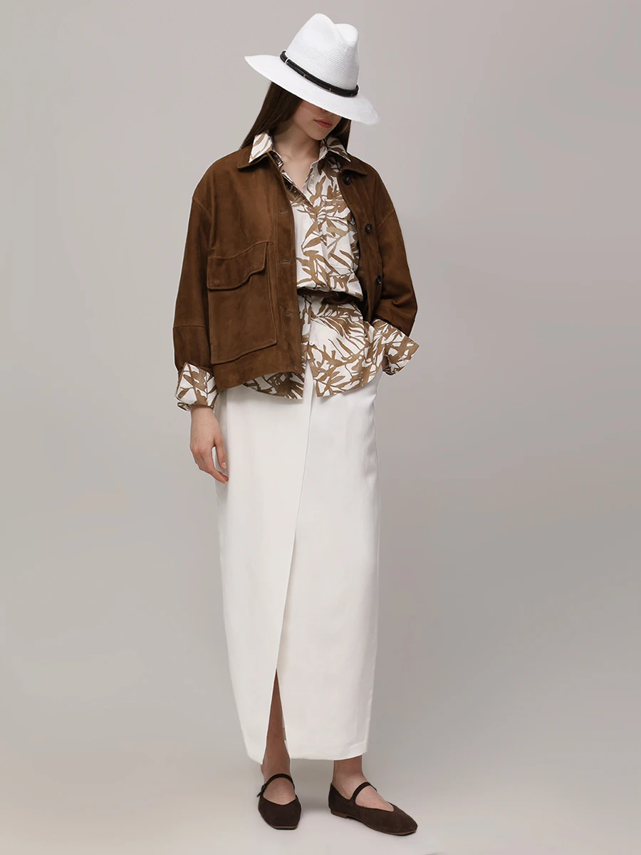 Юбка из вискозы и льна BRUNELLO CUCINELLI MH126G3814 C600 Бежевый  Фото 2