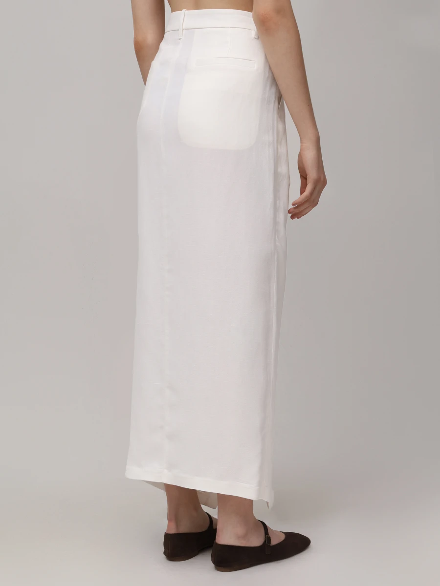 Юбка из вискозы и льна BRUNELLO CUCINELLI MH126G3814 C600 Бежевый  Фото 3