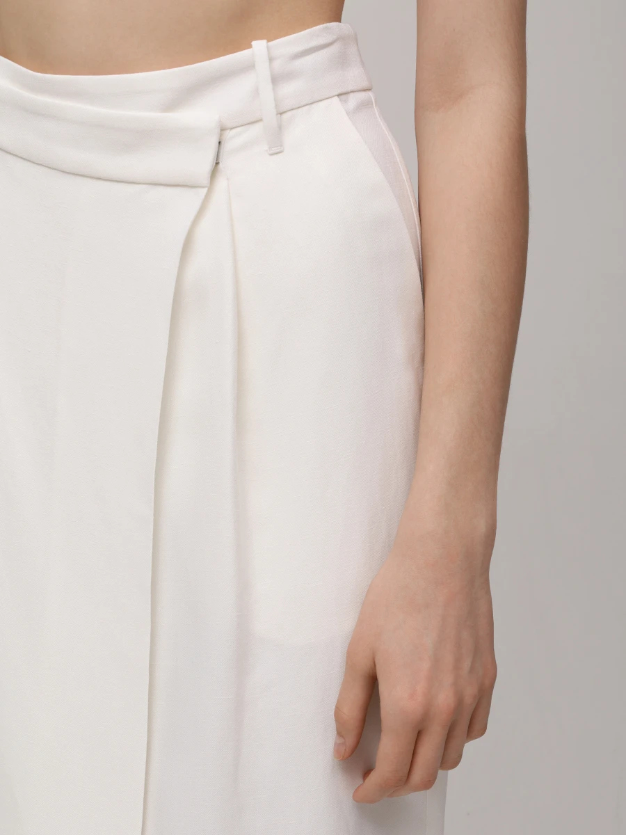 Юбка из вискозы и льна BRUNELLO CUCINELLI MH126G3814 C600 Бежевый  Фото 5