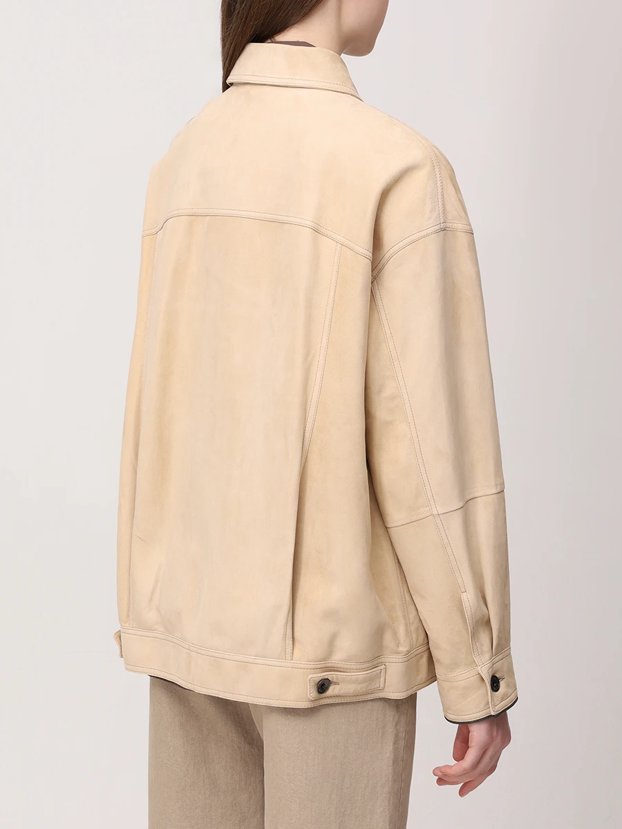 Куртка замшевая BRUNELLO CUCINELLI MPCAI7326 C6627 Бежевый  Фото 3