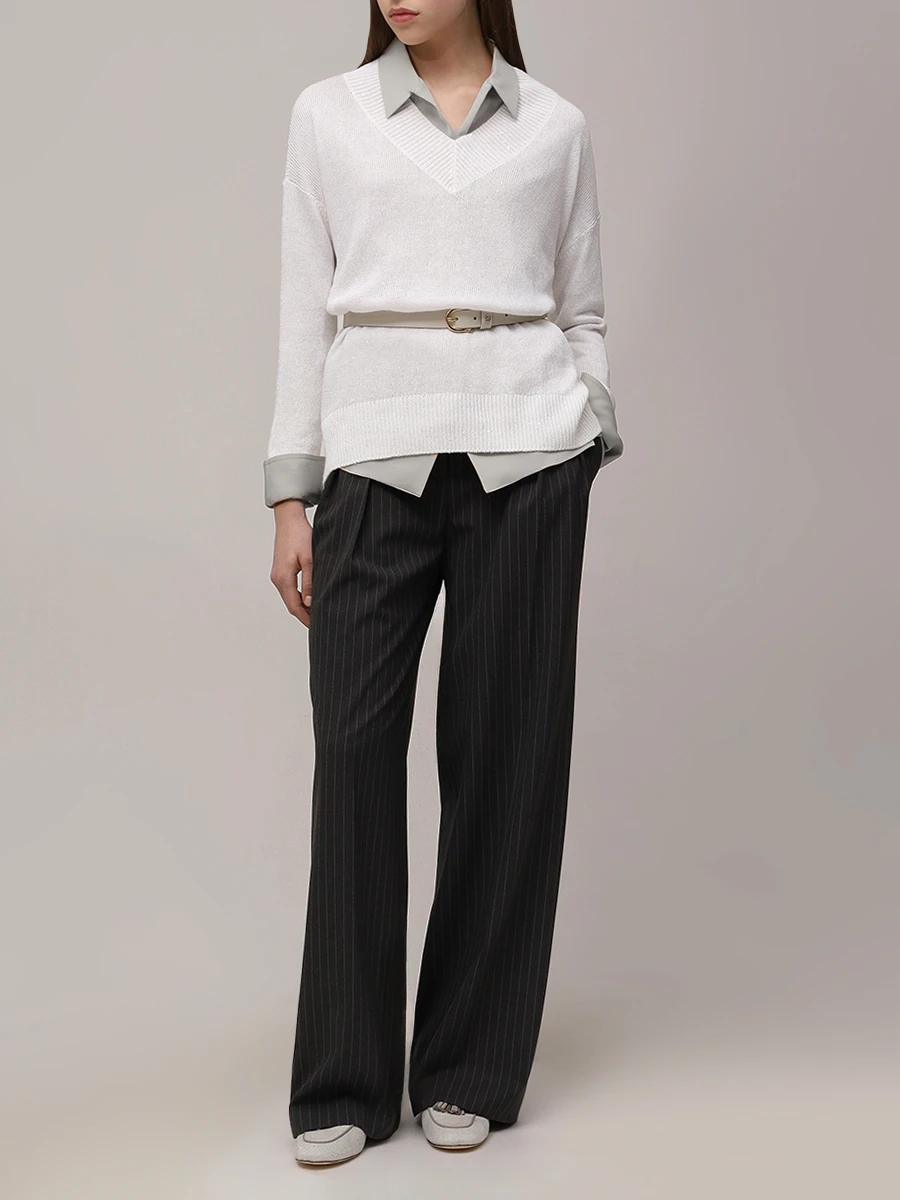 

Пуловер изо льна и шелка, Белый, M10550232 CJ159