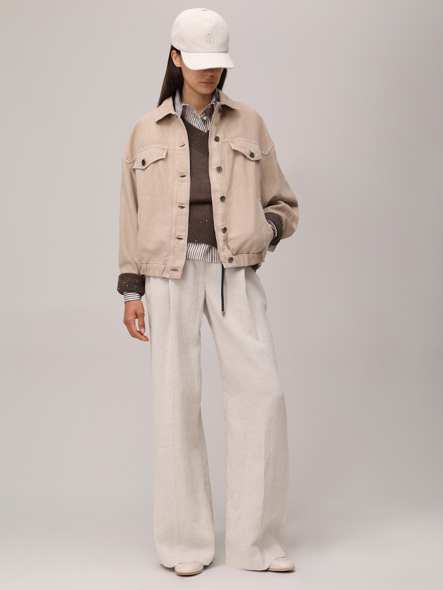 Пуловер изо льна и шелка BRUNELLO CUCINELLI M10550232 C8705 Коричневый  Фото 2