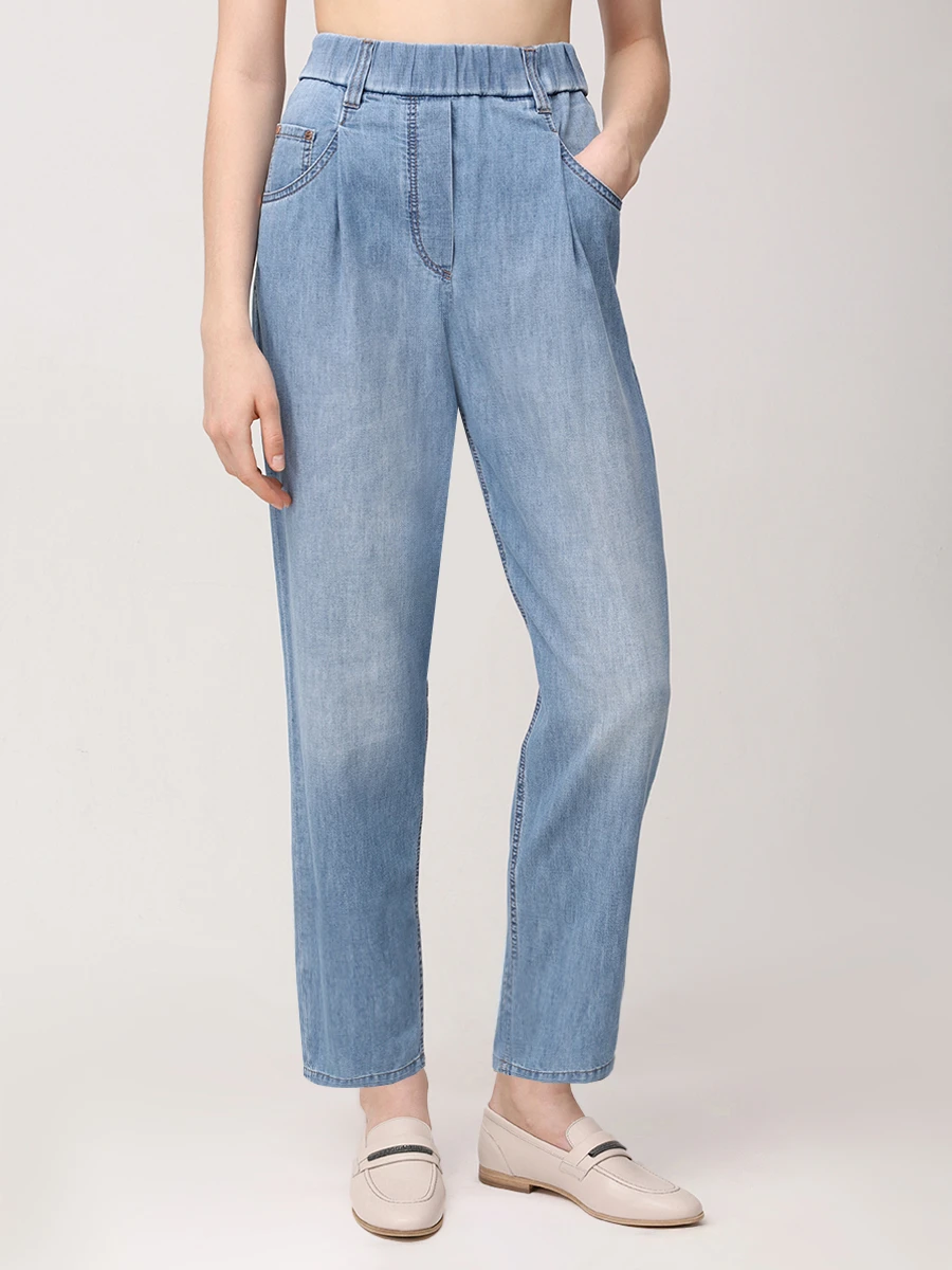 Джинсы хлопковые BRUNELLO CUCINELLI MH192P5566 C8324 Голубой  Фото 4