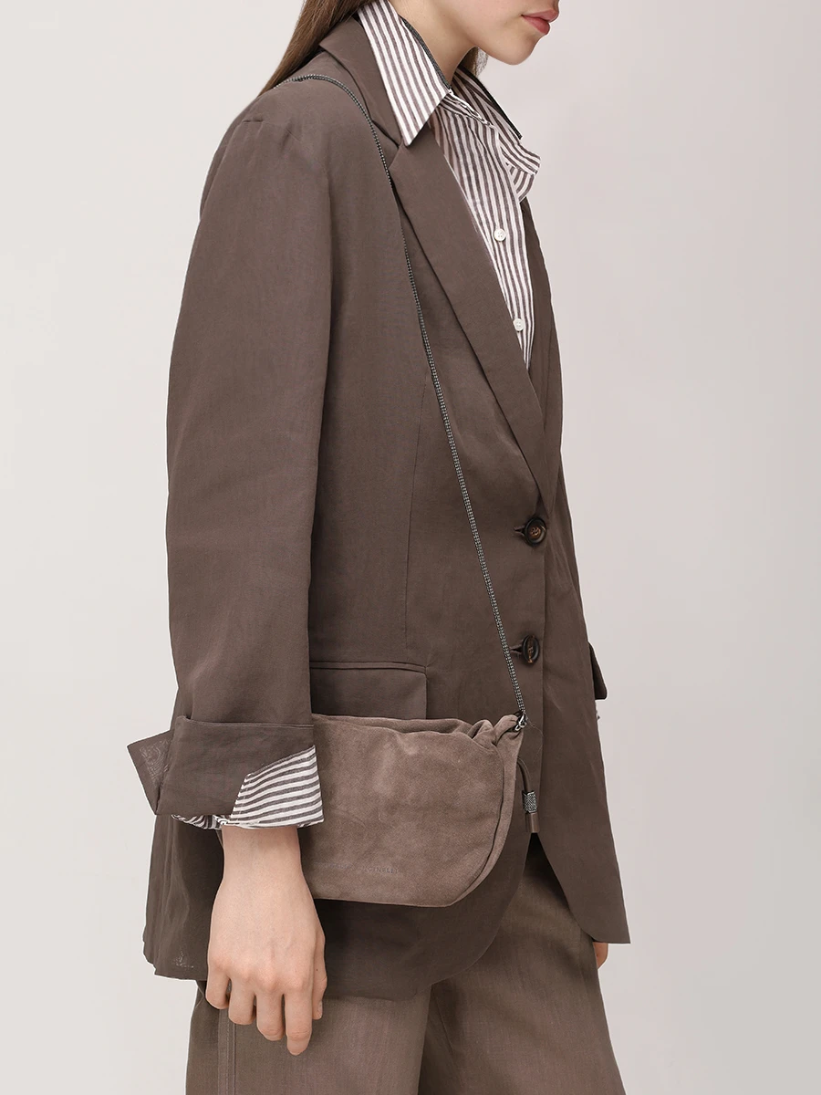 Сумка замшевая BRUNELLO CUCINELLI MBHID2667 C8187 Коричневый  Фото 2