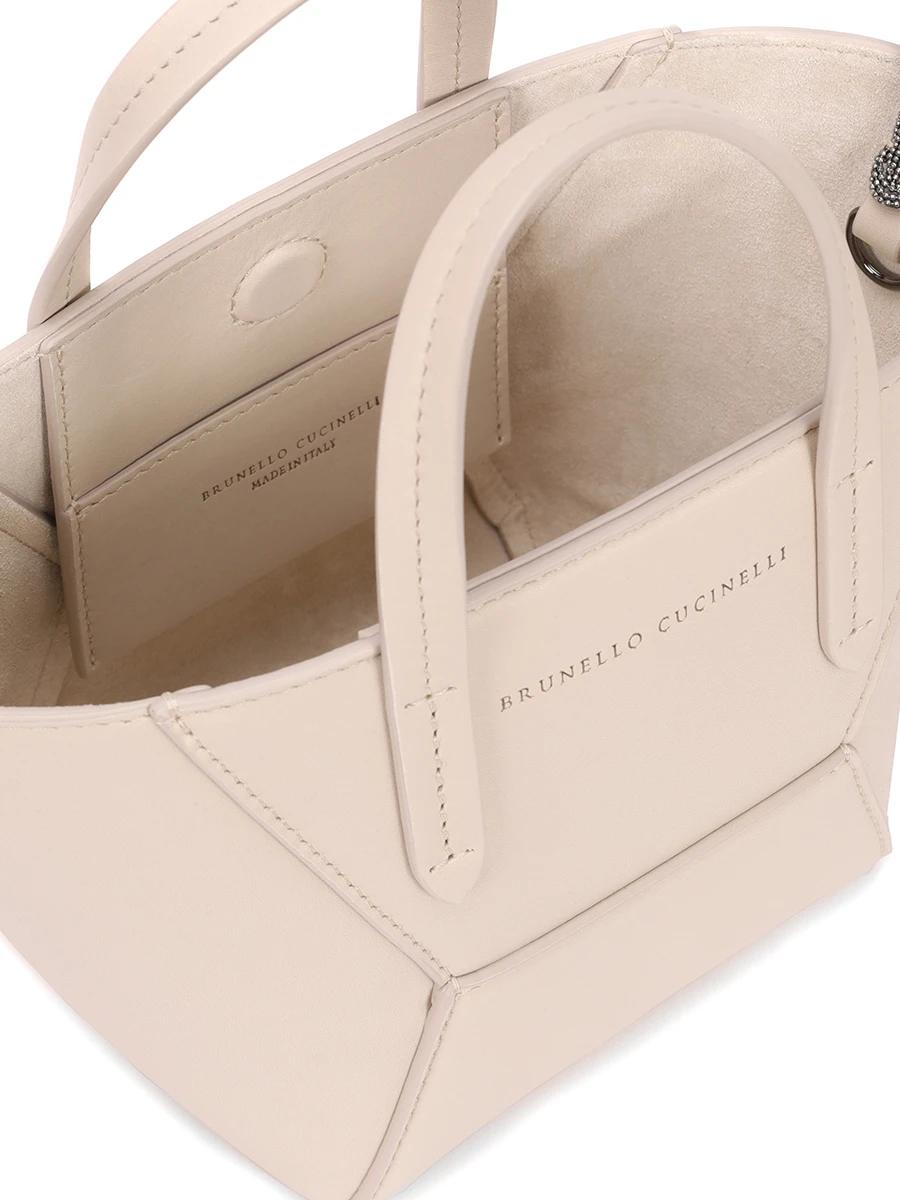 Сумка кожаная BRUNELLO CUCINELLI MBHED2675 C8905 Светло- Бежевый  Фото 4