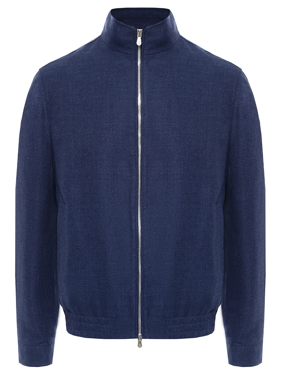 Бомбер изо льна и шерсти BRUNELLO CUCINELLI MW4826509 C802 Синий 