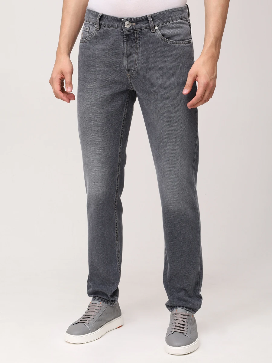 Джинсы Regular Fit хлопковые BRUNELLO CUCINELLI M240PD3210 C9007 Серый  Фото 4