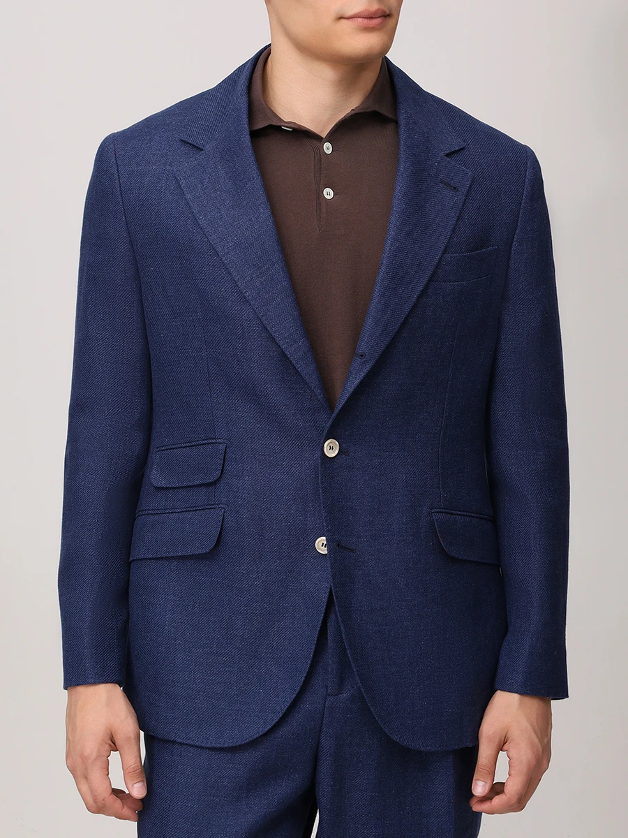 Костюм изо льна и шерсти BRUNELLO CUCINELLI MW482LDWM C802 Синий  Фото 4