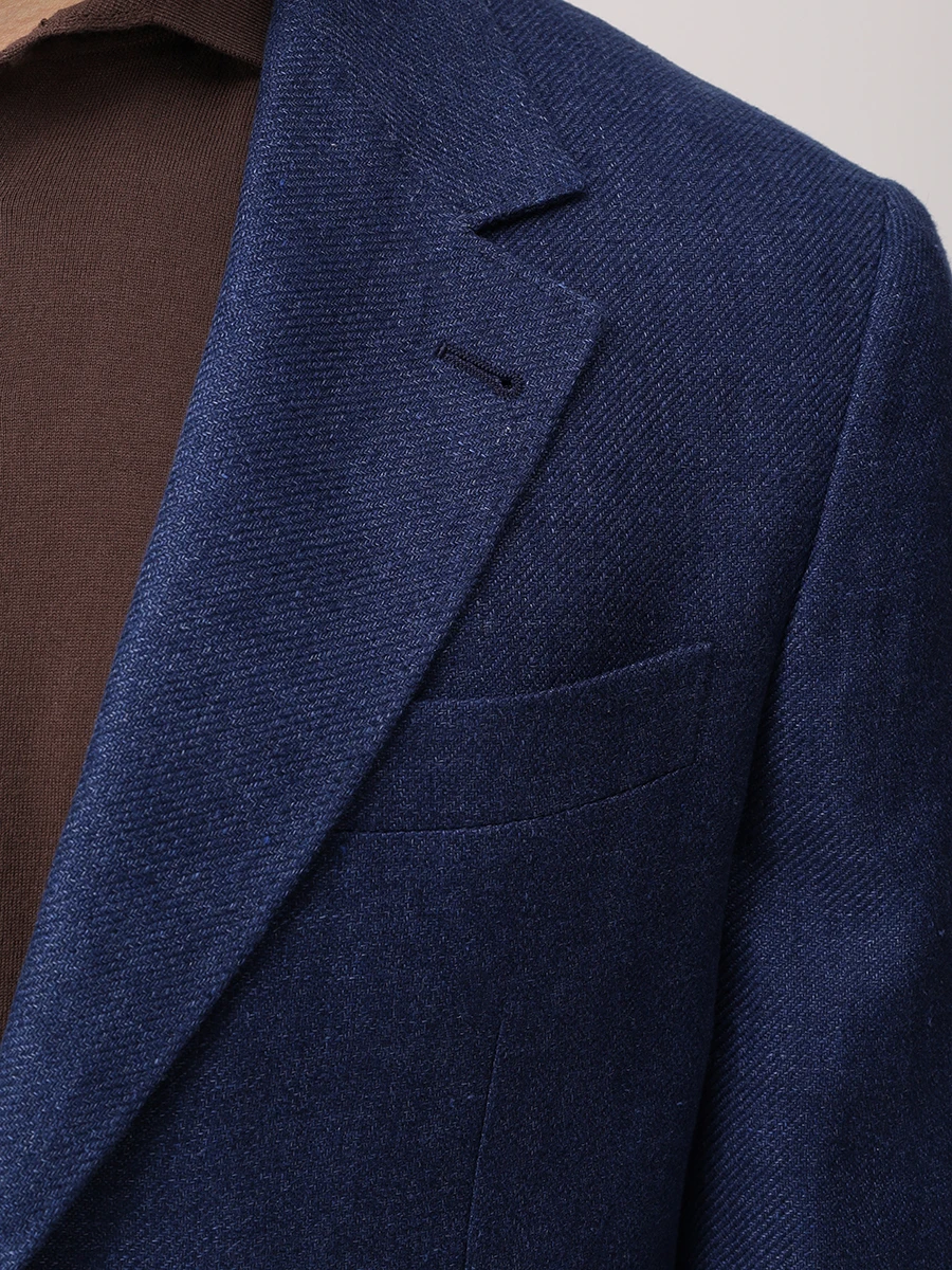 Костюм изо льна и шерсти BRUNELLO CUCINELLI MW482LDWM C802 Синий  Фото 5