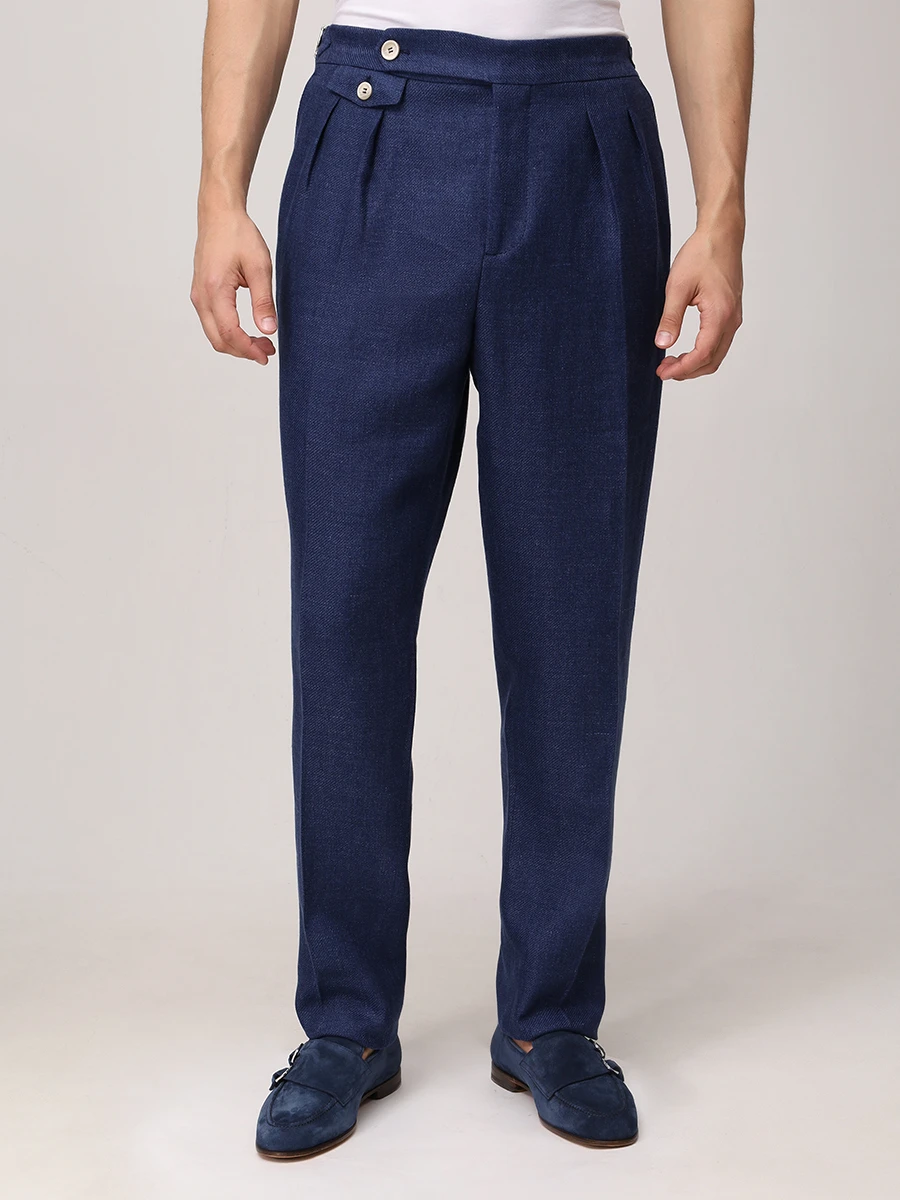 Костюм изо льна и шерсти BRUNELLO CUCINELLI MW482LDWM C802 Синий  Фото 7