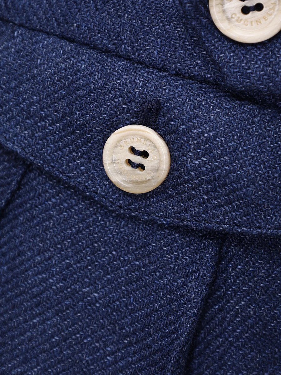 Костюм изо льна и шерсти BRUNELLO CUCINELLI MW482LDWM C802 Синий  Фото 9