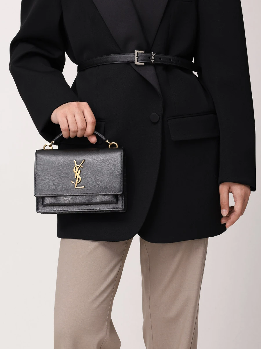 Сумка кожаная Sunset SAINT LAURENT 533026-D422W-1000 Черный  Фото 2