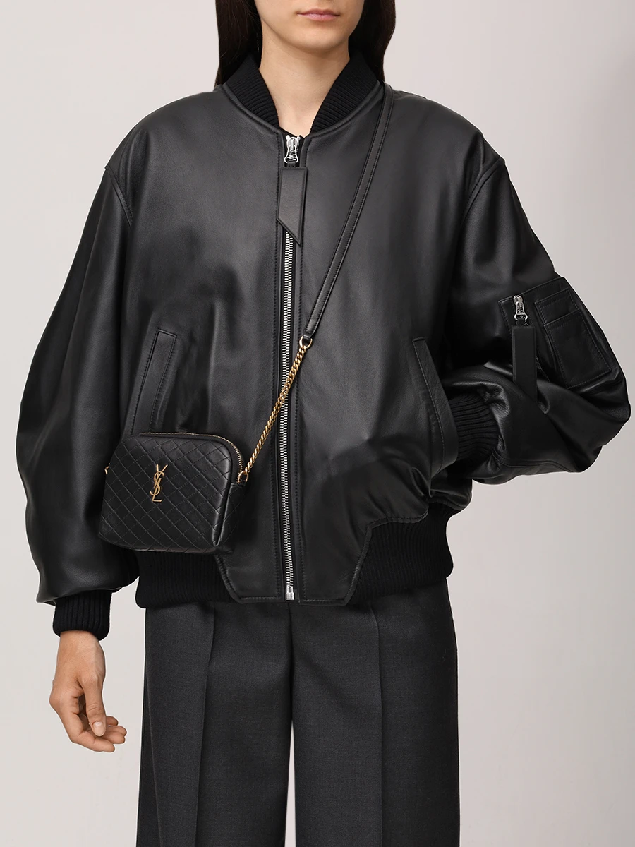 Сумка кожаная Gaby SAINT LAURENT 733667-1EL07-1000 Черный  Фото 2