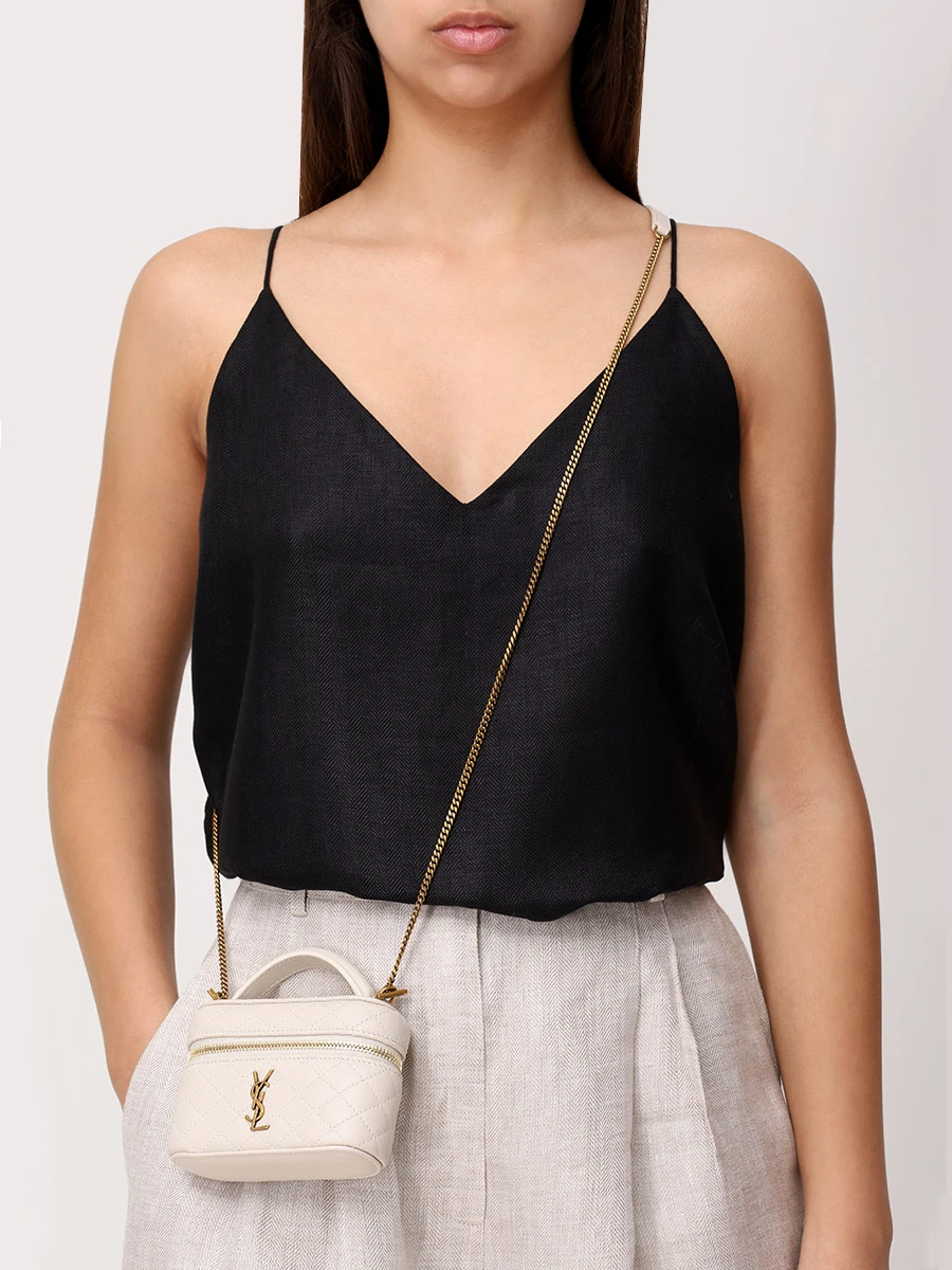 Сумка кожаная Gaby SAINT LAURENT 819285-1EL07-9207 Кремовый  Фото 2