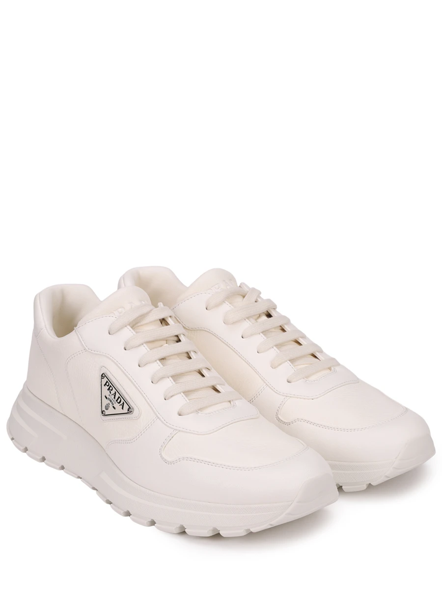 Кроссовки кожаные PRADA 2EE369FG0003LQK F0304 Кремовый  Фото 2