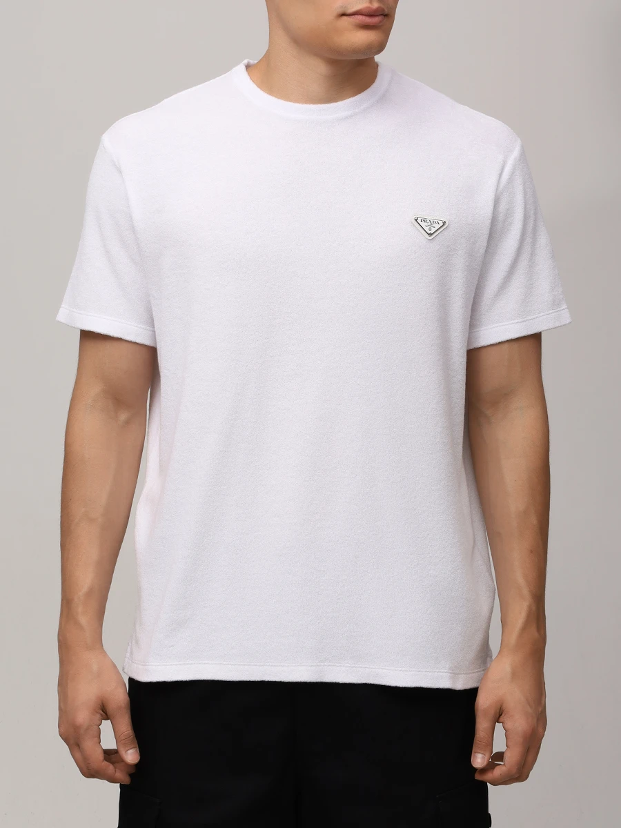 Футболка хлопковая PRADA UJN885S23216JK F0009 Белый  Фото 4