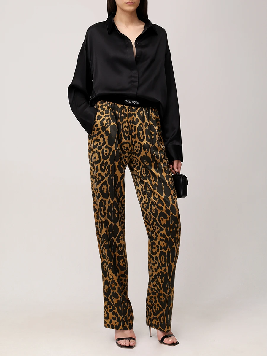 Брюки шелковые TOM FORD PAW397-FAP225 KB359 Анималистичный принт  Фото 2