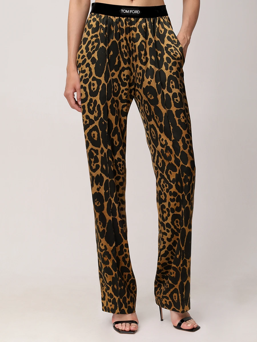 Брюки шелковые TOM FORD PAW397-FAP225 KB359 Анималистичный принт  Фото 4