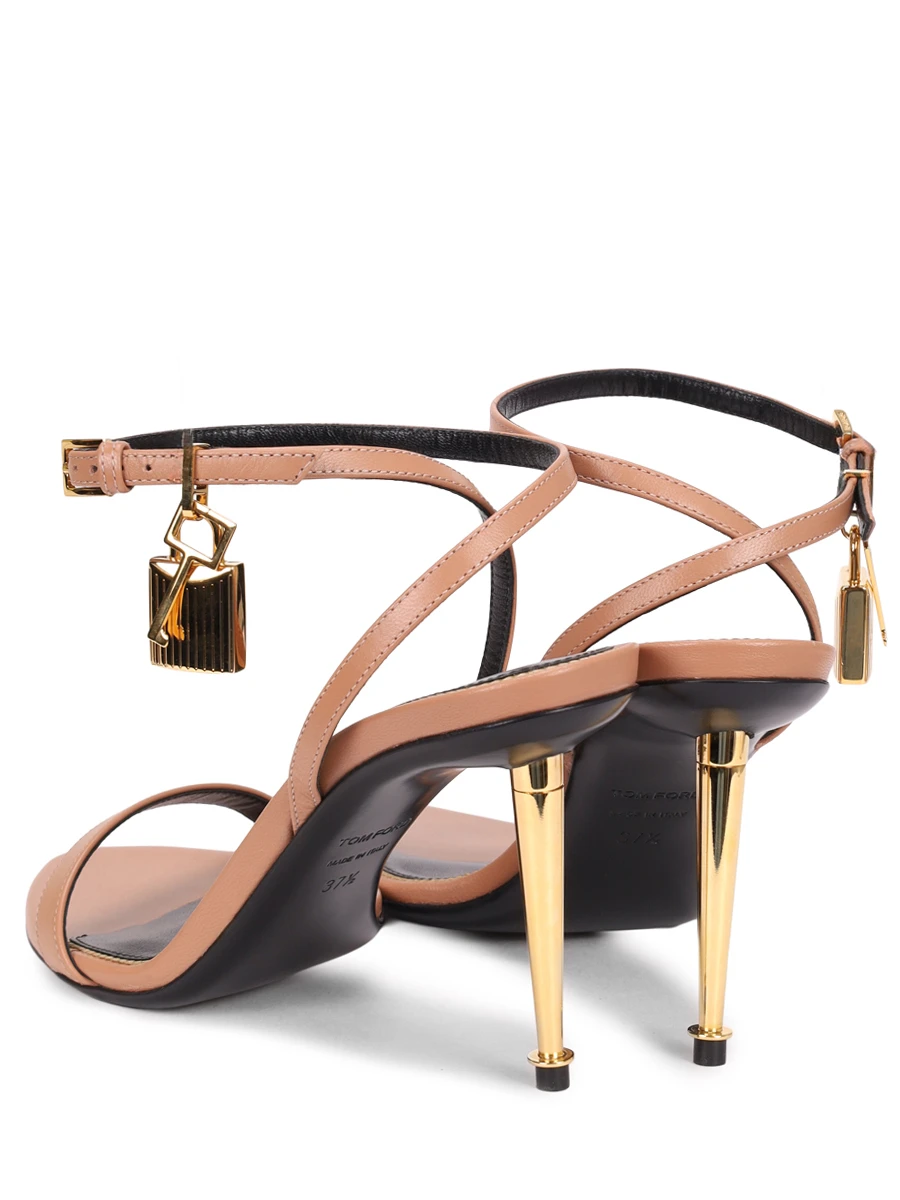 Босоножки кожаные Padlock TOM FORD W2748-LKD002G 1J003 Бежевый  Фото 4