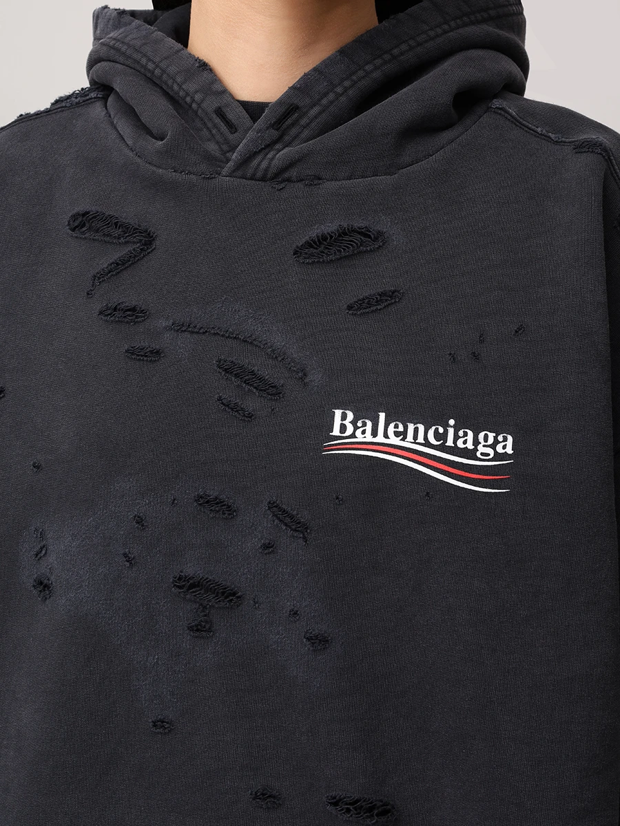 Худи хлопковое BALENCIAGA 818557TRVP9 9756 Черный  Фото 5