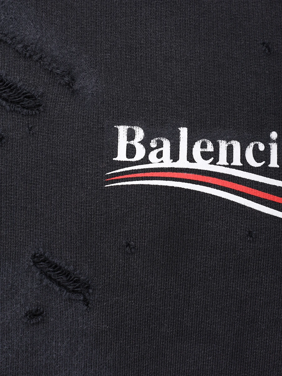 Худи хлопковое BALENCIAGA 818557TRVP9 9756 Черный  Фото 6