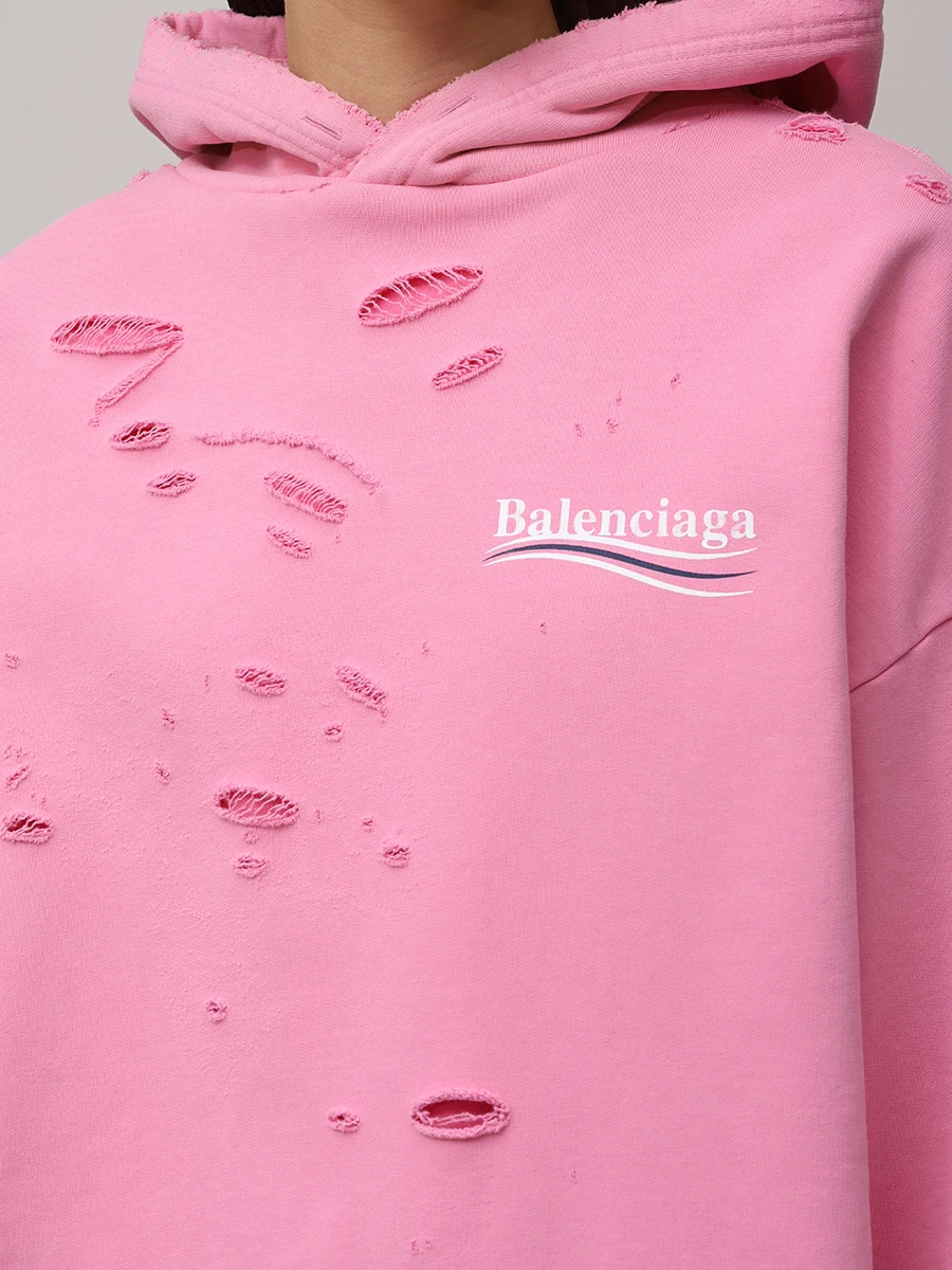 Худи хлопковое BALENCIAGA 818557TRVP9 9770 Розовый  Фото 5