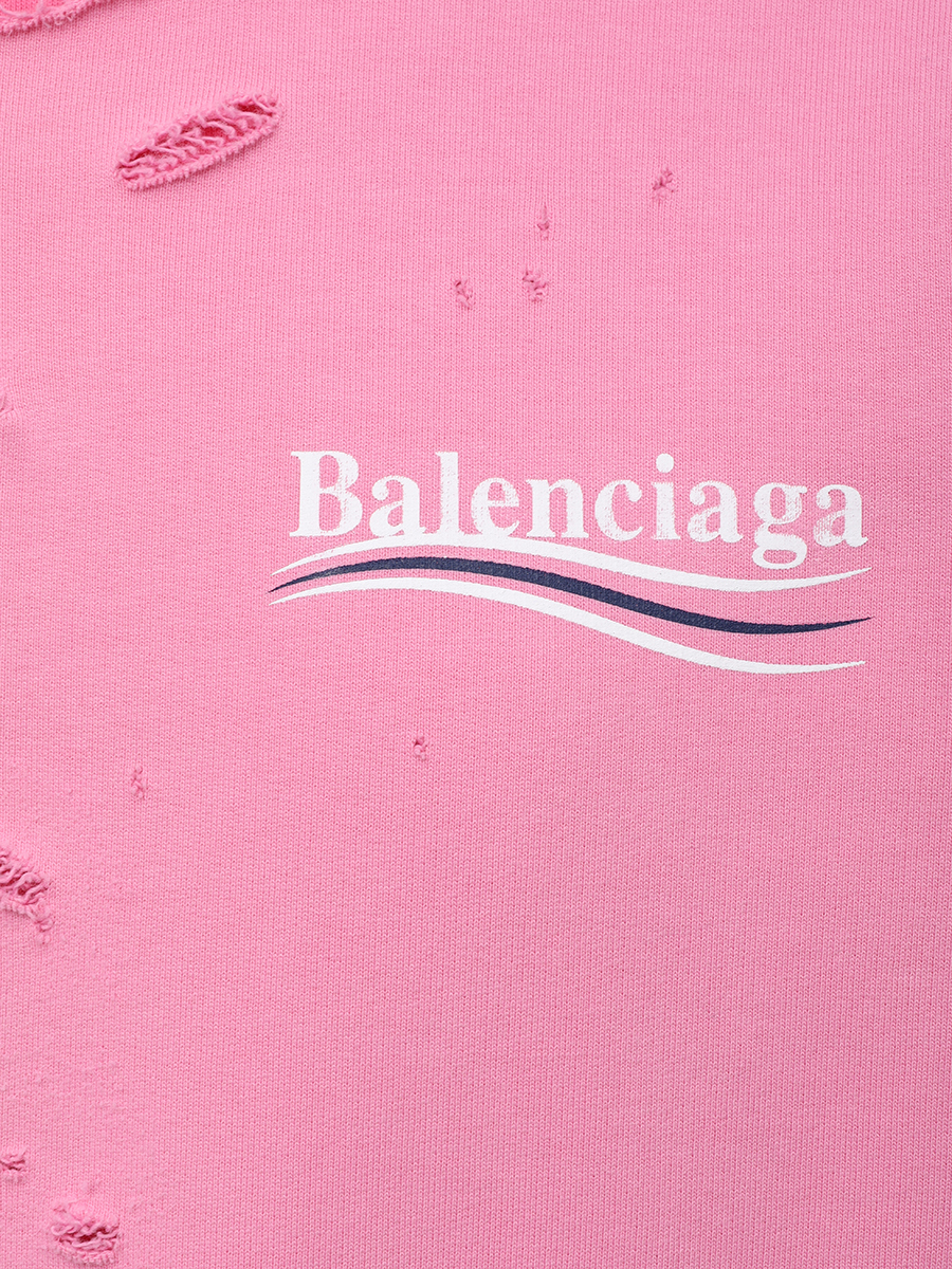 Худи хлопковое BALENCIAGA 818557TRVP9 9770 Розовый  Фото 6