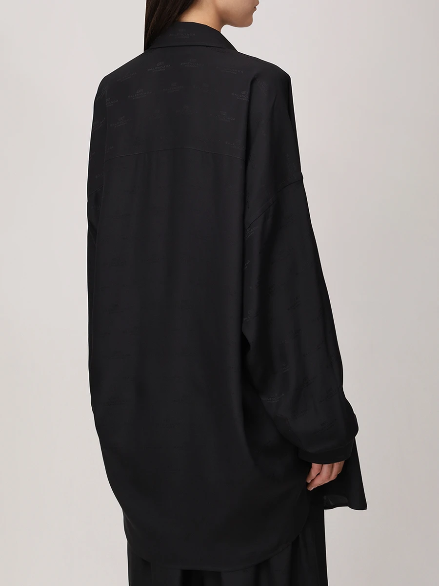 Рубашка шелковая BALENCIAGA 773300TRN07 1000 Черный  Фото 3