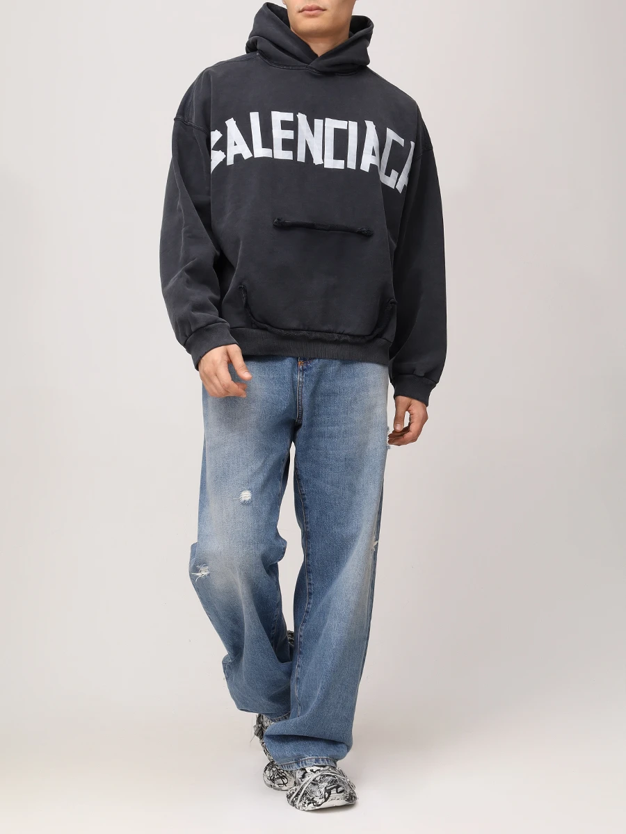 Худи хлопковое BALENCIAGA 744441TRVK2 1041 Черный  Фото 2