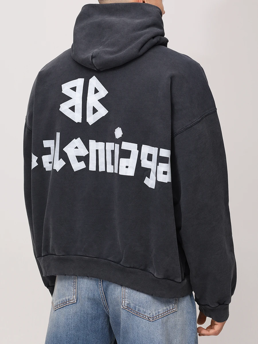 Худи хлопковое BALENCIAGA 744441TRVK2 1041 Черный  Фото 3