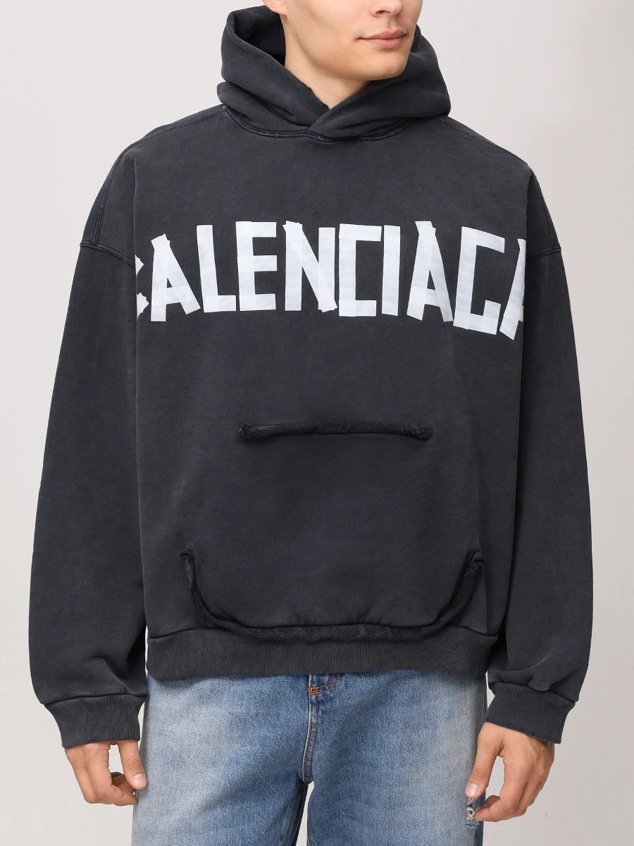 Худи хлопковое BALENCIAGA 744441TRVK2 1041 Черный  Фото 4