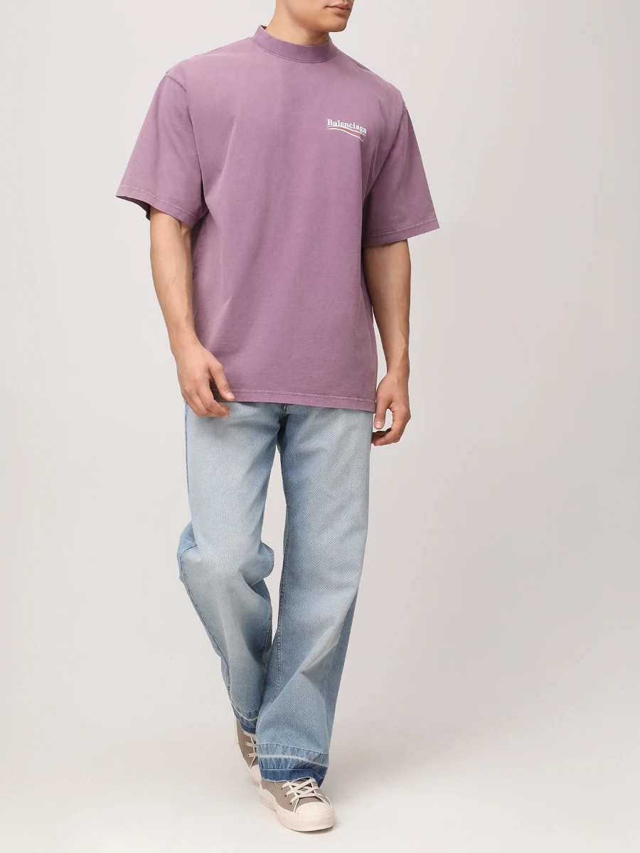 Футболка хлопковая BALENCIAGA 764235TNVG5 3569 Розовый  Фото 2