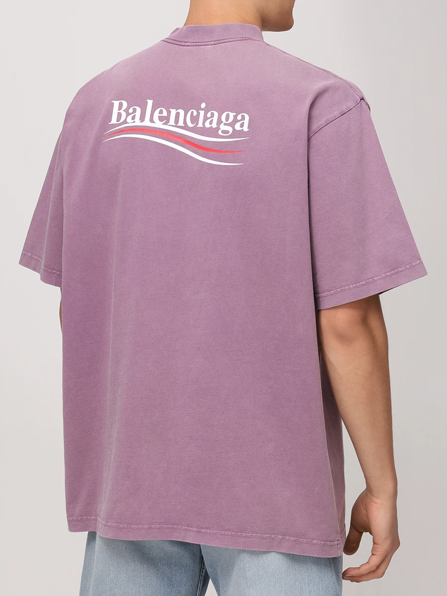 Футболка хлопковая BALENCIAGA 764235TNVG5 3569 Розовый  Фото 3