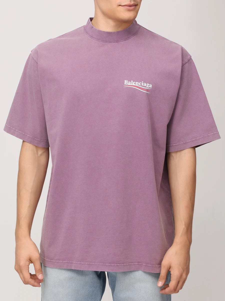Футболка хлопковая BALENCIAGA 764235TNVG5 3569 Розовый  Фото 4