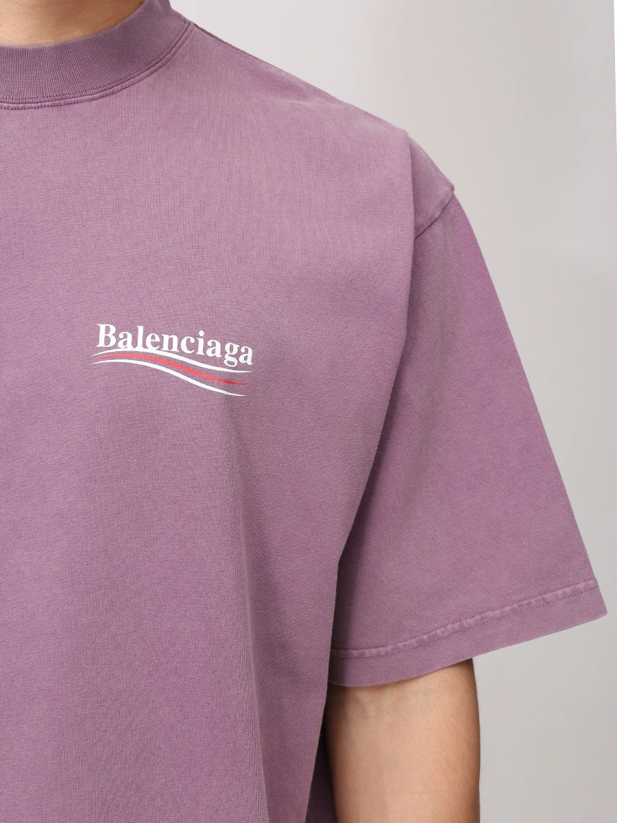Футболка хлопковая BALENCIAGA 764235TNVG5 3569 Розовый  Фото 5