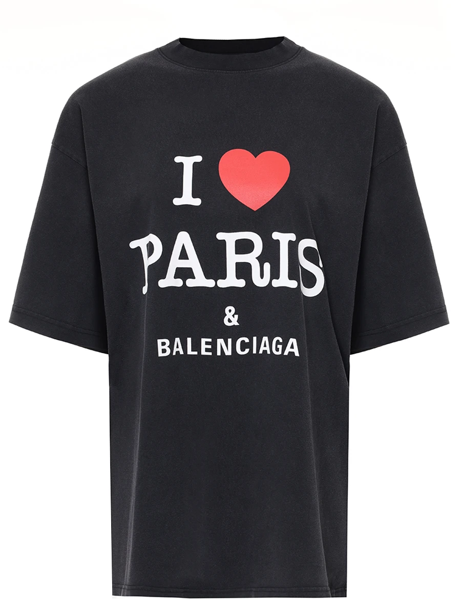 Футболка хлопковая BALENCIAGA 764235TRVU9 1041 Черный 