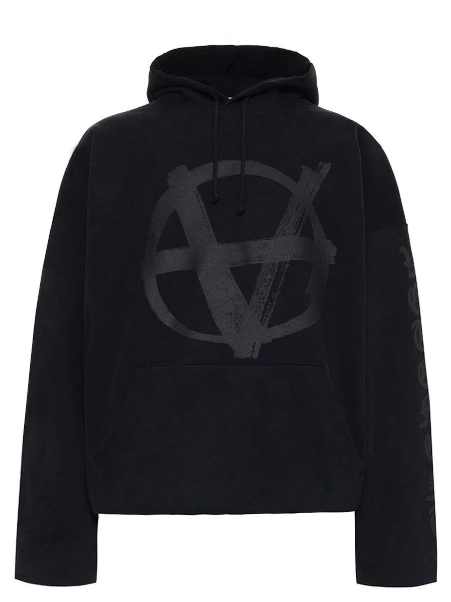 Худи хлопковое VETEMENTS UA66HD630B1500 Черный 