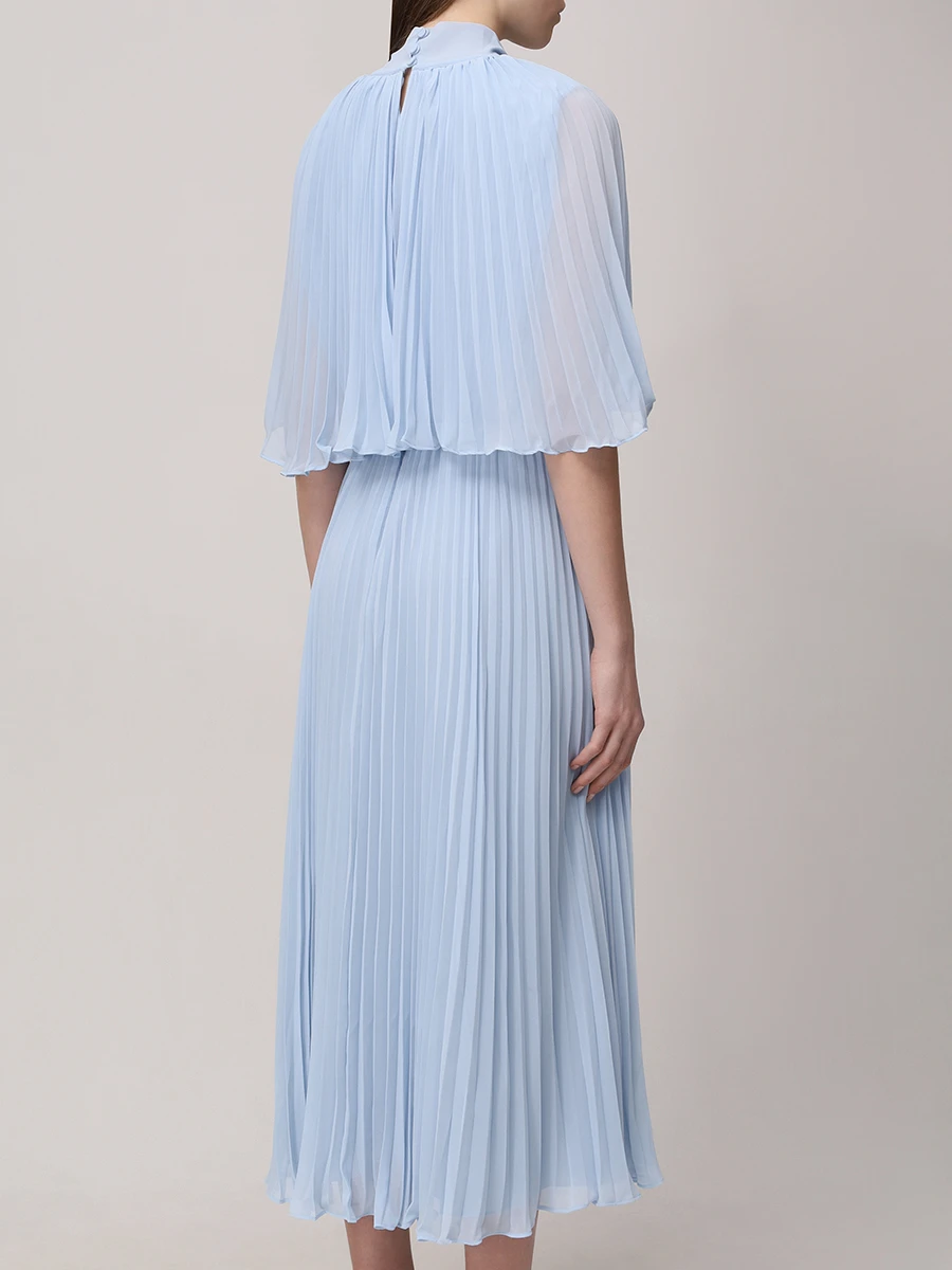 Платье плиссированное SELF-PORTRAIT RS25-317M-BL Голубой  Фото 3