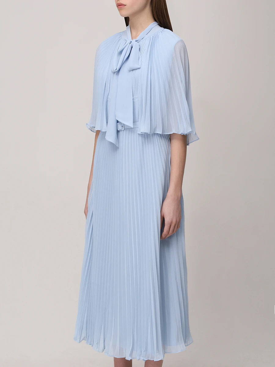 Платье плиссированное SELF-PORTRAIT RS25-317M-BL Голубой  Фото 4