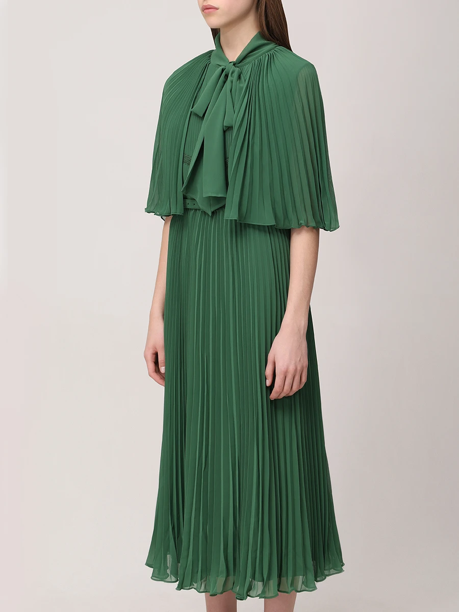 Платье плиссированное SELF-PORTRAIT RS25-317M-G Зеленый  Фото 4