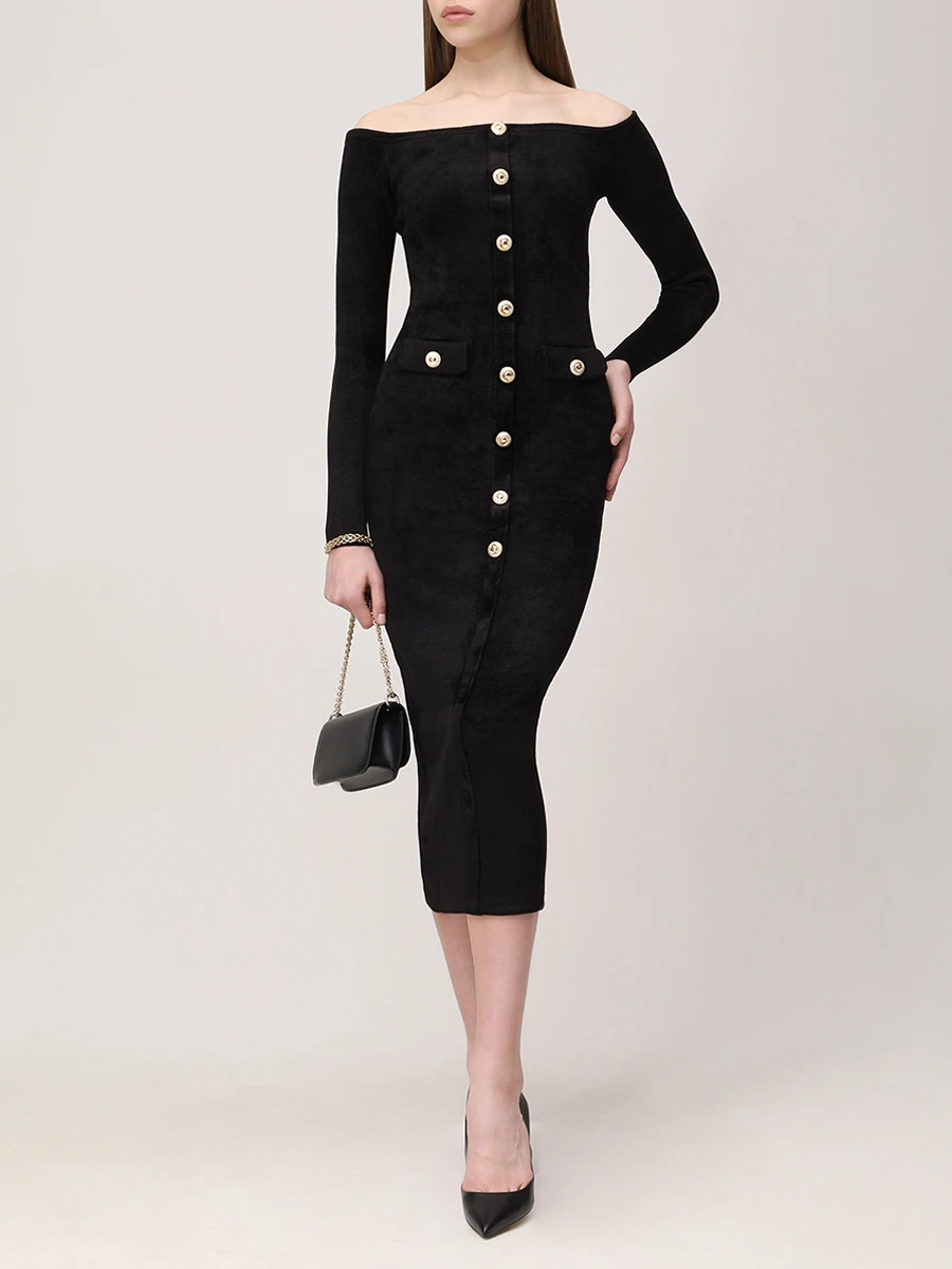 Платье из вискозы SELF-PORTRAIT RS25-085M-B Черный  Фото 2